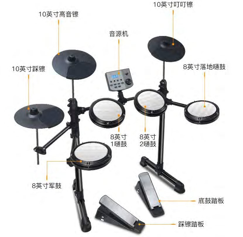 TA-20 Electronic Drum Kit with 8-Inch Pads and 3 Cymbals