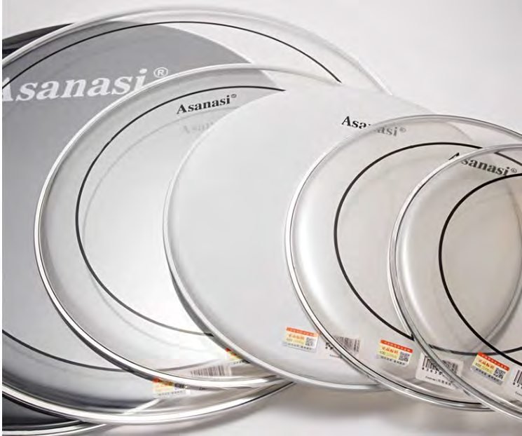 Double Oil Clear Polyester Drum Head, 8 to 22 Inch