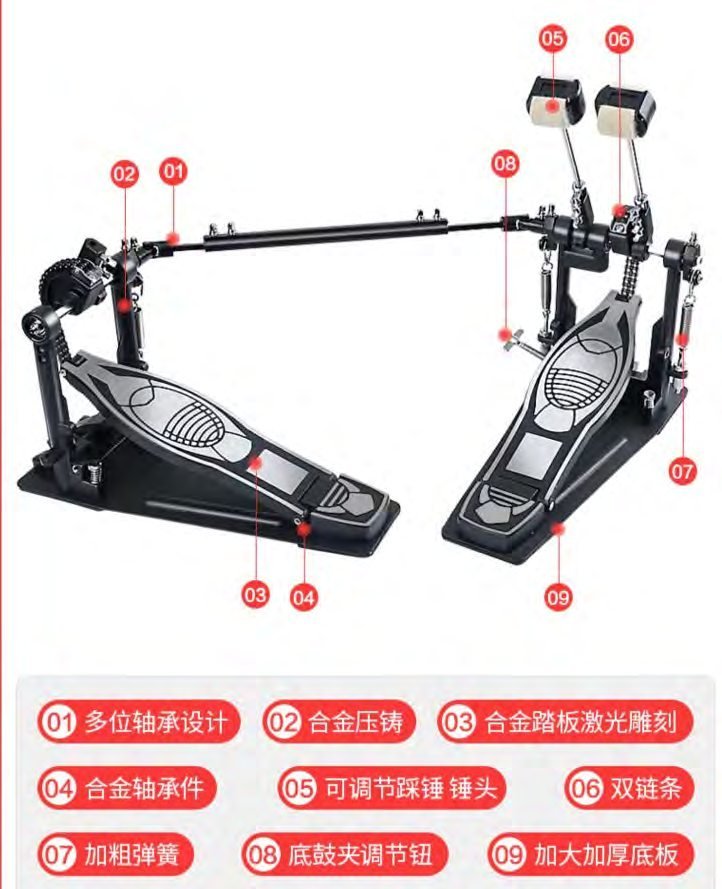 P-500 Double Bass Drum Pedal with Rubber Base